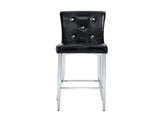 A set of 2 black vintage crocodile bar chairs, featuring crystal clasp design and synthetic W3875P383114