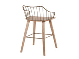 Fixed-Height Barstool in Whitewashed Wood and Antique Copper Metal with Square Antique Copper Metal B202P471174