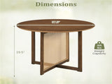 37.5" Round Dining Table for 2-4 People, Mid-Century Modern Kitchen Table with PE Rattan & Rubber 46001682