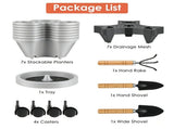 7Tier Vertical Stackable Planter with Rolling Casters, SpaceSaving Stacking Tower with Drainage 80559699