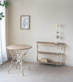 43.5x14x32" Three-Tiered White Wooden Shelving Unit with Ornate Iron Frame W2078P201140