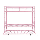 ZNTS METAL Bunk Bed with trundle Pink W311P256413