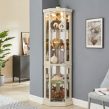 Lighted Corner Curio Cabinet - Display Case for Living Room, Antique Collectibles, Wine & Bar Glass W1758P294619
