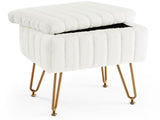 Square Ottoman with Storage, Makeup Cute Soft Small Footstool, Modern Style Faux Fur Seat with 4 46182187