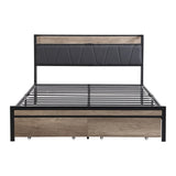 FULL Size Metal Platform Bed Frame with upholstery storage function Headboard and USB LINER and W311133404