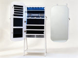 Full-Length Mirror Jewelry Cabinet, 3-in-1 Standing/Over-the-Door/Wall-Mounted Jewelry Armoire with 50046552