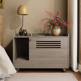 Gray Cat Litter Box Enclosure,Hidden Litter Box Furniture with top side fence,Wooden Pet House Side W3166P266403