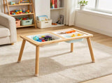 Wooden Sensory Table for Toddlers, Kids Activity Table with 3 Foldable Storage Bins & Paper Roll 31857290