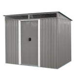 8ft x 6ft Outdoor Metal Storage with Lockable Sliding Doors and Transparent plate for Garden, Lawn W540P185311
