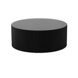 ZNTS Sleek and Modern Round Coffee Table with Eye-Catching Relief Design, Black W876P175418