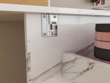 57.5" Foldable Sewing Machine Table with Locking Casters, Multi-Storage Craft Station with Shelves, 62895013