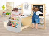 Kids Multifunctional Art Center with Double-Sided Easel, Wooden Art Table Bench Set for 3 Years, 92137640