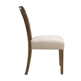 Dining Chairs Set of 2, Upholstered Kitchen Side Chairs with Beige Fabric Seating Light Brown Solid N779P236958A