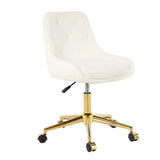 Modern teddy fleece fabric with gold legs living room furniture dining chair, soft and comfortable, W210127514