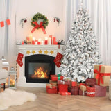 5FT Flocked Christmas Tree with 300 UL Lights and 27 Natural Pine Cones Snowy PVC Tips, 600 Tips, T3637P339740
