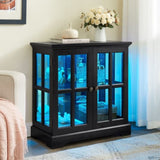 LED Curio Display Cabinet, Antique Display Cabinet with Adjustable Shelves, Retro Design Quality W2275P300146
