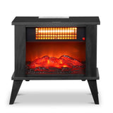 ZNTS 15" Electric Fireplace Heater, Freestanding Wooden Fireplace Stove with 3D Realistic Flame, Overheat 00157505