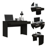 ZNTS Acre Writing Computer Desk, Two Drawers -Black B20091889