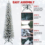 Artificial 5ft Flocked pencil Christmas Tree with 263 PVC Branch Tips, 100L Warm white led, Foldable 96198397