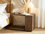 C Shaped Side Table with Fluted Panels, Wood Accent Table 25122812