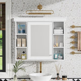 35'' x 28'' White Wall Mounted Bathroom Storage with Mirror Door, Modern Bathroom Wall N710P196545K