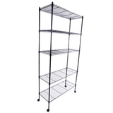 ZNTS 5-Layer Plastic Coated Iron Shelf with 1.5" Nylon Wheels 165*90*35 Black 40565502