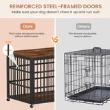 Furniture style dog crate wrought iron frame door with side openings, Rustic Brown, 43.3''W x W1162119831