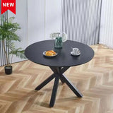 ZNTS 42.1"BLACK Table Mid-century Dining Table for 4-6 people With Round Mdf Table Top, Pedestal Dining W234P143405