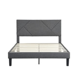 Queen Size Upholstered Platform Bed Frame ,Wood Slat Support, Easy Assembly,Grey W311110545