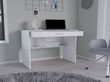 Montana Storage Desk, Spacious Stylish with Drawer and Shelf, White B097P167467