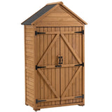 ZNTS 39.56"L x 22.04"W x 68.89"H Outdoor Storage Cabinet Garden Wood Tool Shed Outside Wooden Closet with 38532261