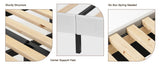 Queen Size Platform Bed Frame with Fabric Headboard and Wooden Slats Support, Fully W2889P272596