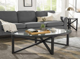 Modern simple coffee table, tempered coffee table solid wood base round transparent W487P317845
