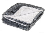Gray 740GSM Faux Wolf Fur Throw Blanket 60"x80" Double-Sided Soft Fleece Lined Blanket 23331155