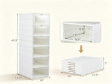 6-Tier Folding Shoe Storage Box, Tool-Free Assembly Transparent Shoe Organizer with Magnetic Door, 11153924