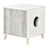 ZNTS 23.5" Wooden Cat Litter Box White End Table 16998674