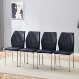 4-piece set of black silver light luxury PU dining chairs ergonomic backrest, 36.7 inches high, W1151P282690