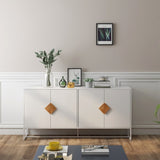 Solid wood special shape square handle design with 4 doors and double storage sideboard 75637864