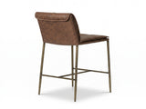 26" Counter Stool - Brown Upholstered Seat, Brass Metal Frame, 26 in. B2751P617763