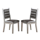 Set of 2 PU Upholstered Dining Chair, Silver B016P225999