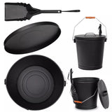 5 Gallon Black Metal Ash Bucket with Shovel Lid Handle For Fire Pits Wood Stove Fireplace 60114234
