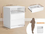 White P2 particleboard with melamine finish, drawer beveled edges, 40*30*60cm, two drawers with top 77405103