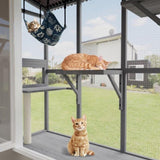 Large Walk-in Outdoor Catio for Cats Window Cat Enclosure with Roof, 3 Access Doors, Multi-Cat W2831P314292