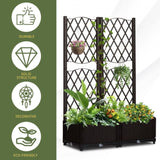 Wicker Trellis Planter, Outdoor Raised Garden Bed with Drainage Holes, Free-Standing Trellis Planter 49413812