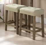 Dining Room Transitional Brown 3pc Dining Set Rubber wood Table 2x Stools Tufted Seat Beige B2741P301901