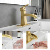Sink Faucet With Deck Plate Waterfall Nickel Gold with Pop Up Drain and Supply Lines Bathroom W1932P179412