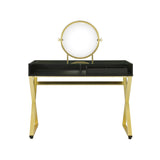 Coleen Black & Gold Finish Vanity Desk W/Mirror & Jewelry Tray B2726P315736