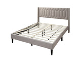 Modern Eye-Catching 1pc Queen Size Bed Light Brown Burlap Fabric Unique Diamond Design Headboard B011P238959