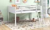 ZNTS Twin Size Wood Low Loft Bed with Ladder, ladder can be placed on the left or right, White WF313084AAK