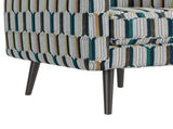 Darien Accent Arm Chair in Yellow, Olive and Navy Stripe Pattern with Dark Brown Solid Wood Legs B127P495074